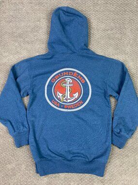 Grundens Hoodie Mens Small Blue Displacement DWR Anchor Logo